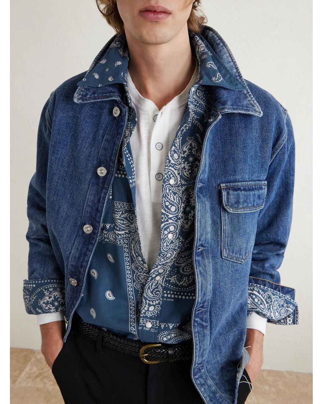 Kapital Blue Bandana-Print Cotton Shirt for men