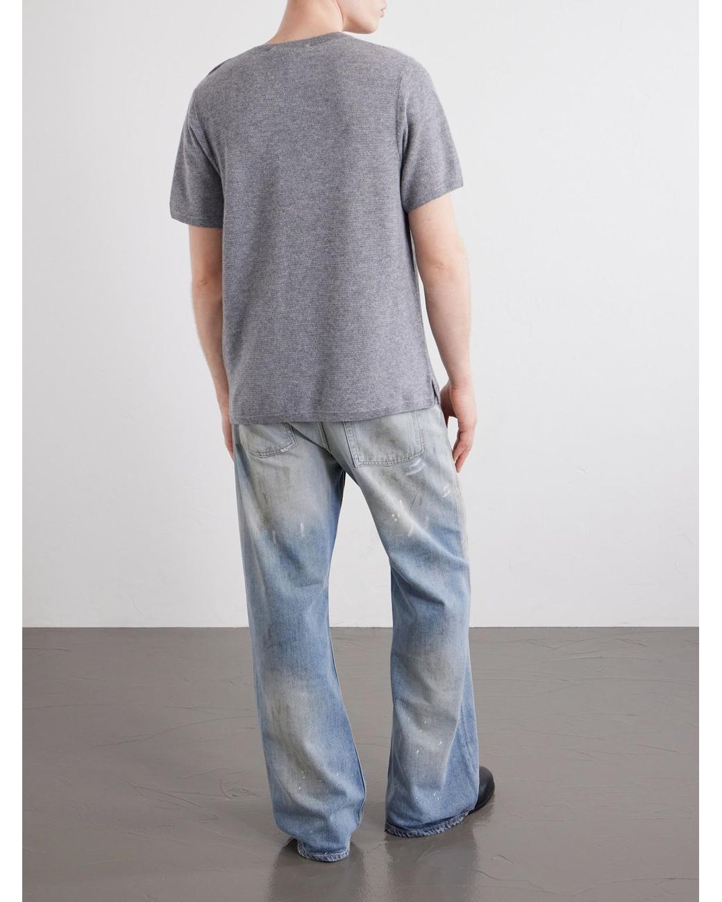 God's True Cashmere Gray Cashmere T-Shirt for men