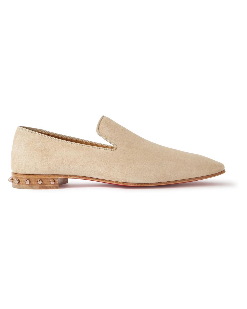 Christian Louboutin Marquees Spiked Suede Loafers in Natural for Men | Lyst
