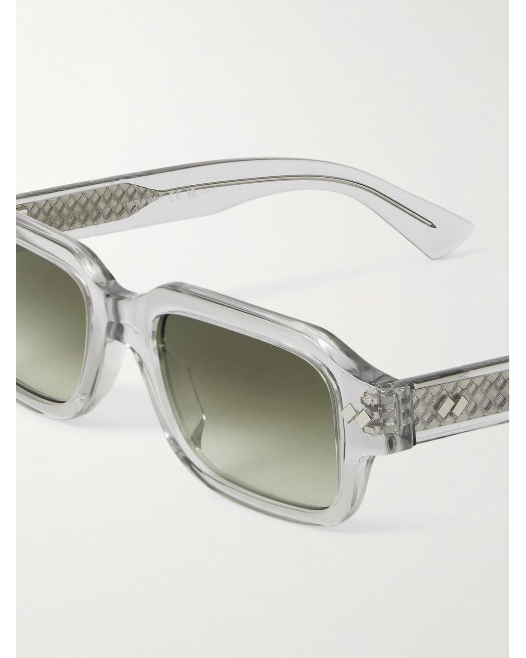 Bottega Veneta Natural Intrecciato Square-frame Recycled-acetate Sunglasses for men