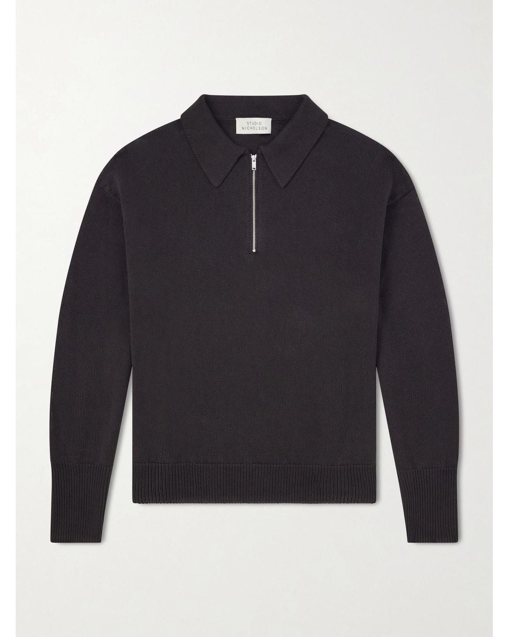 Studio Nicholson Blue Paper Half-Zip Polo Sweater for men