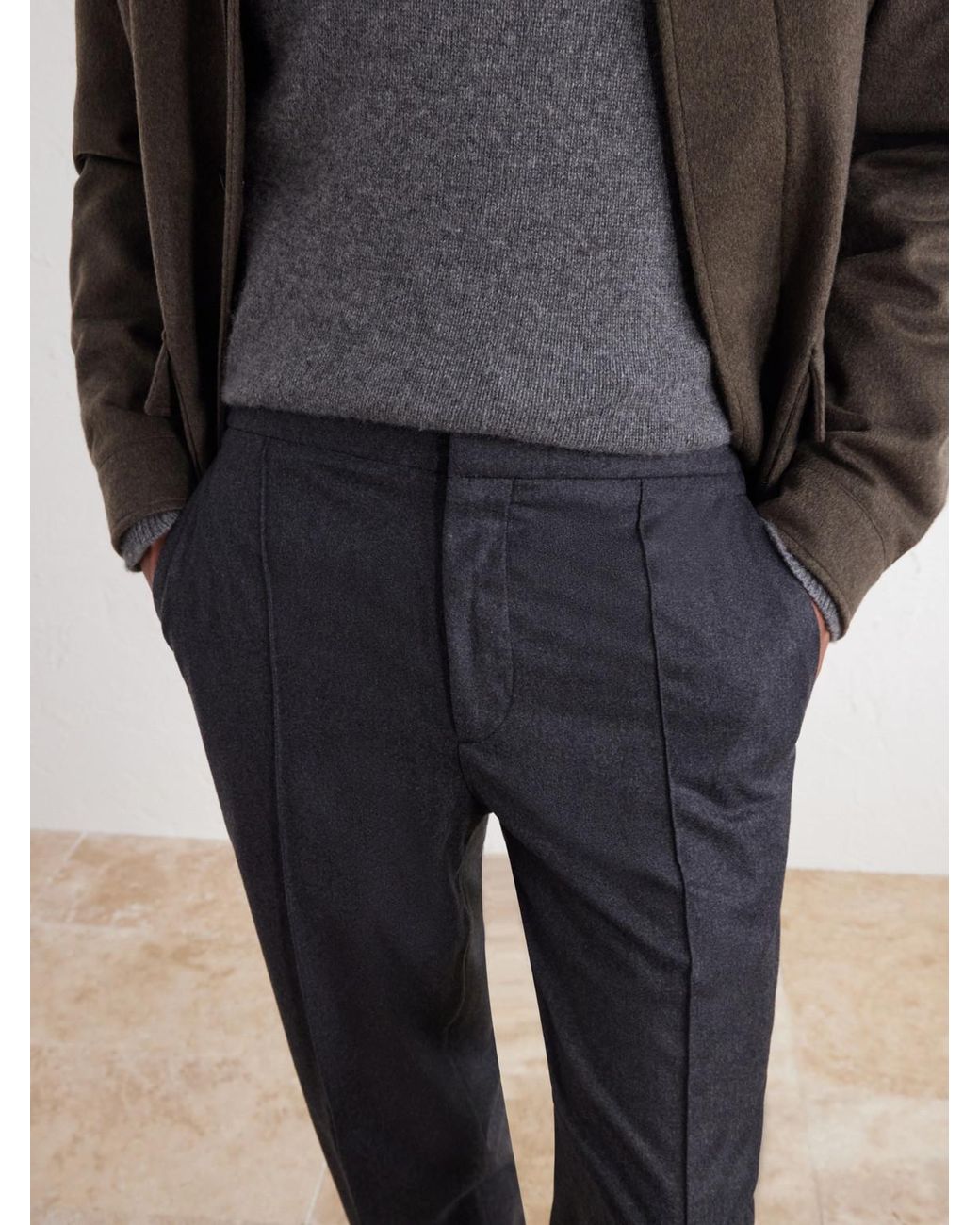 Zegna Blue Straight-Leg Wool, Cashmere And Silk-Blend Trousers for men