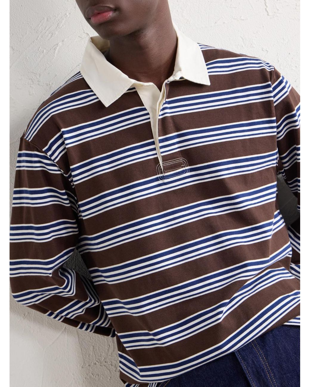 Corridor NYC Blue Striped Cotton-Jersey Polo Shirt for men
