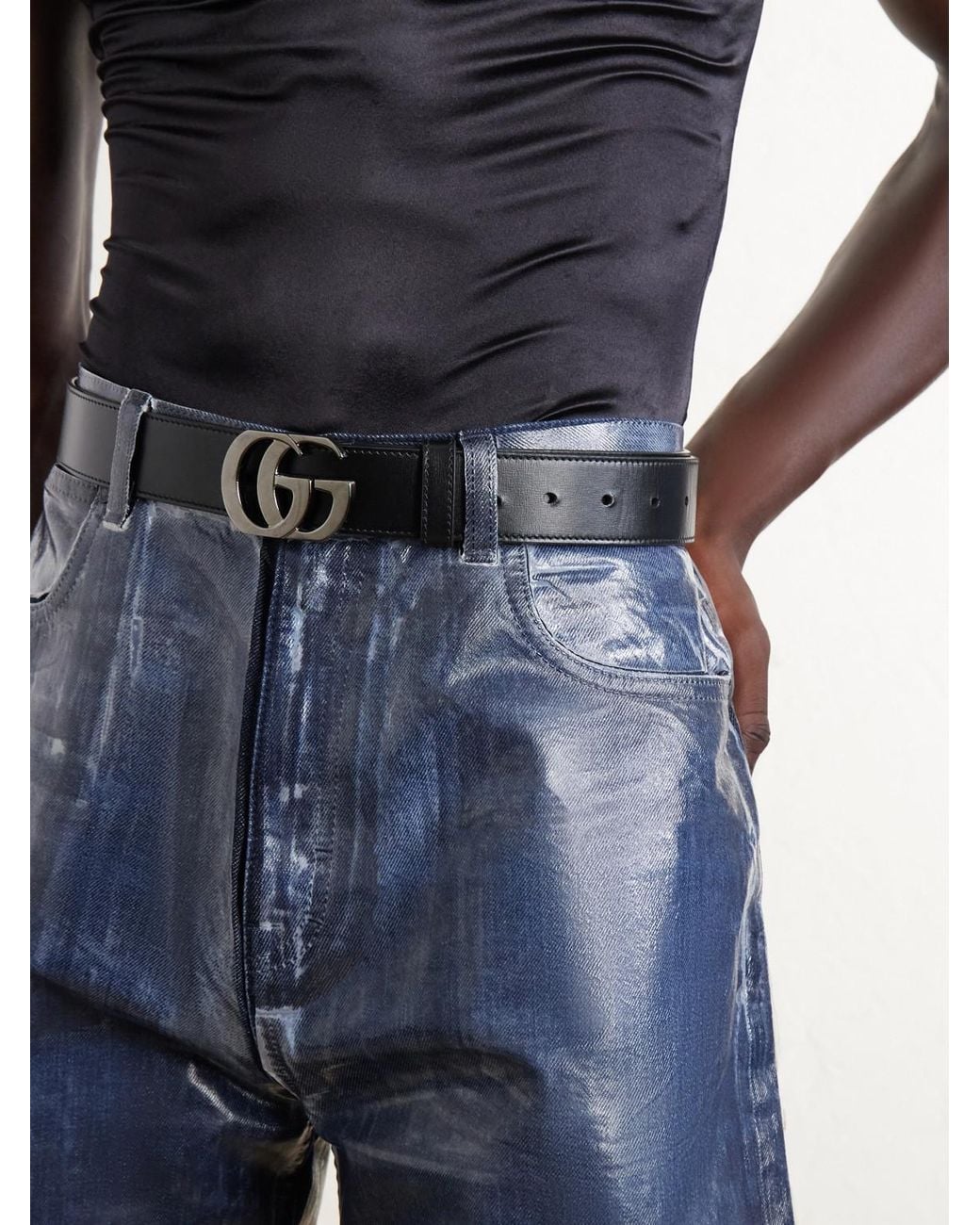 Gucci Black 3.5Cm Marmont Leather Belt for men