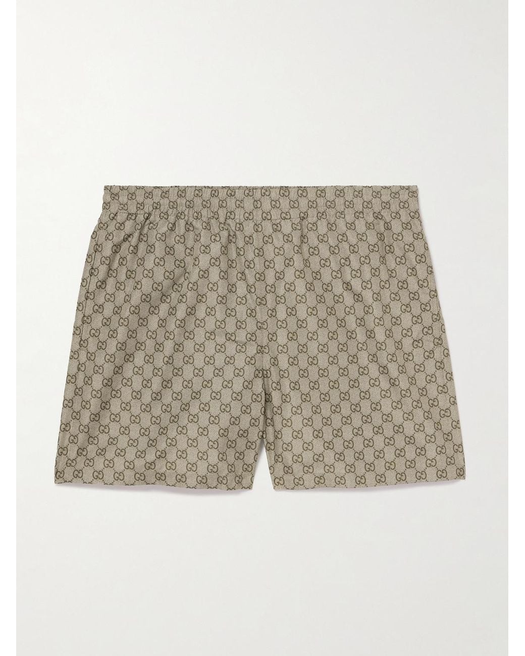 Gucci Natural Straight-Leg Mid-Length Logo-Print Shell Swim Shorts for men