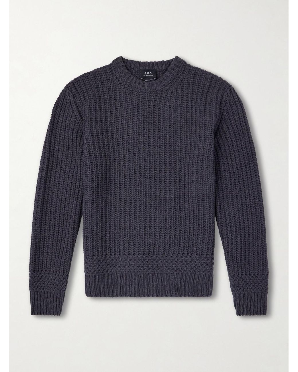 A.P.C. Blue Ron Ribbed Wool Sweater for men
