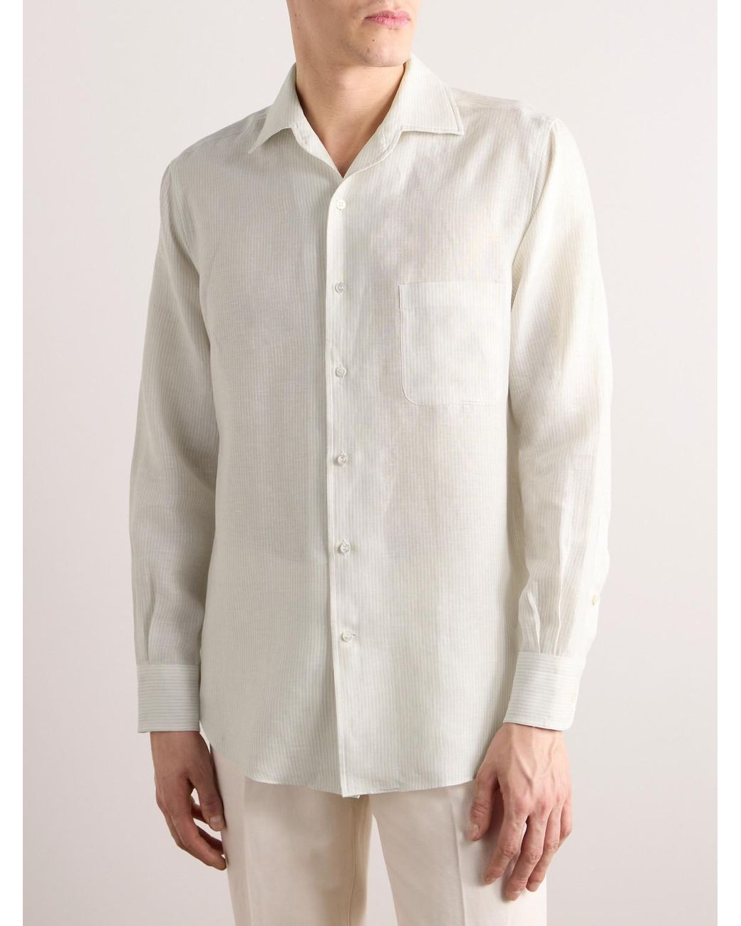 Loro Piana Natural André Striped Linen Shirt for men