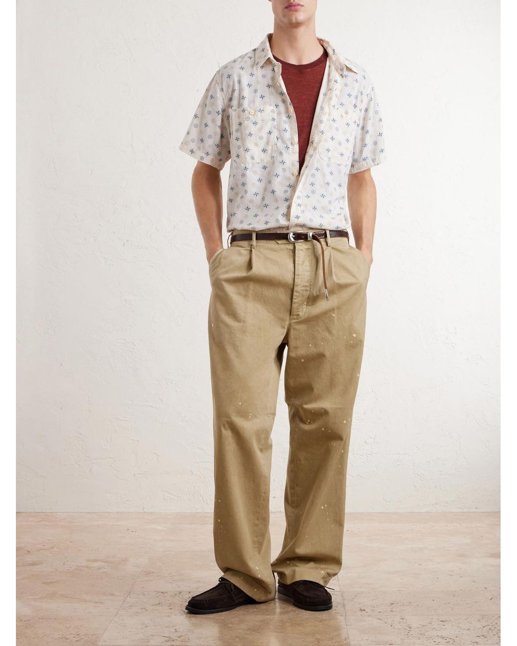 RRL White Printed Linen And Cotton-Blend Shirt for men