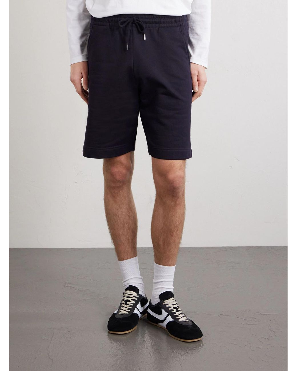 Dries Van Noten Blue Straight-Leg Cotton-Jersey Drawstring Shorts for men