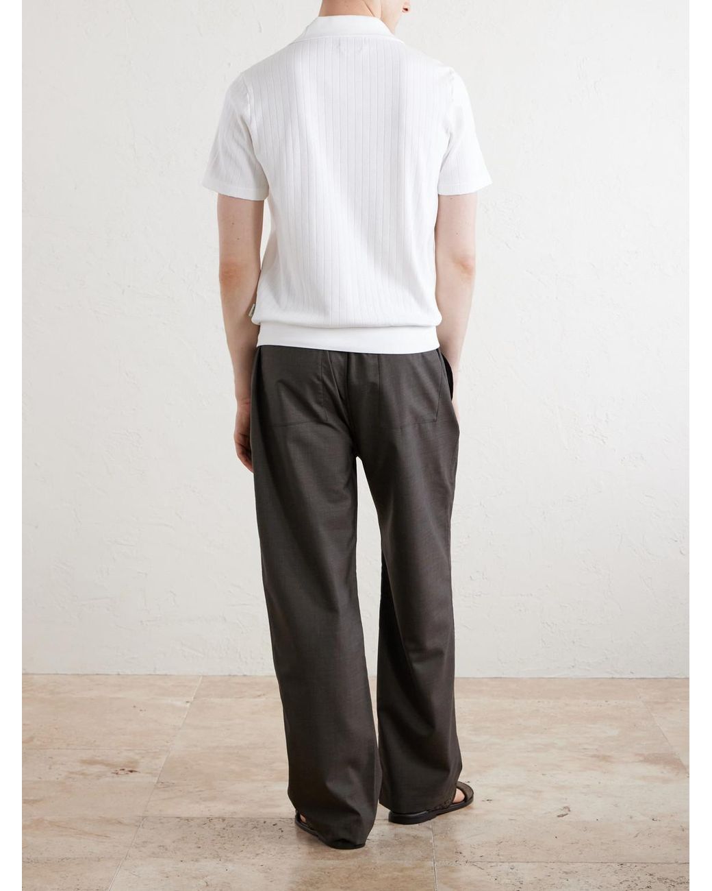 Oliver Spencer White Westcott Open-Collar Organic Cotton Polo Shirt for men