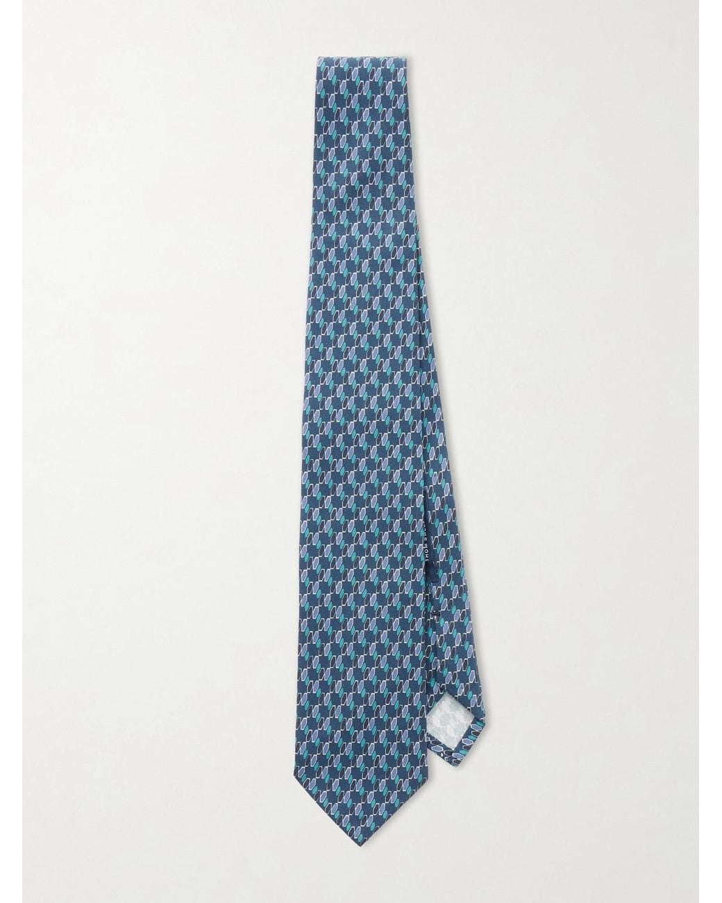 Thom Sweeney Blue 8cm Printed Silk Tie for men