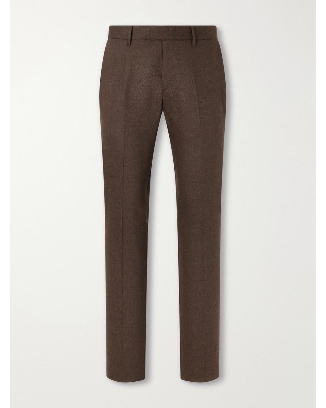 Sunspel Brown Straight-Leg Stretch Wool-Blend Flannel Trousers for men