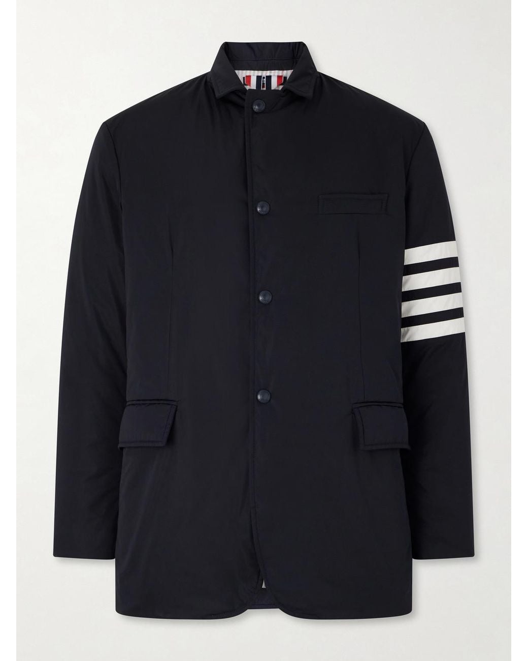 Thom Browne Blue Striped Shell Down Jacket for men
