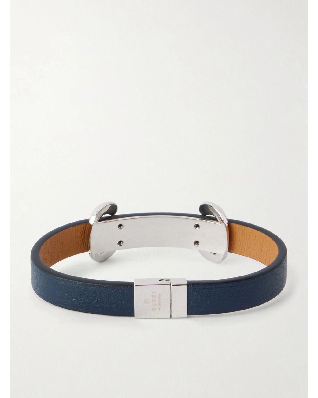 Gucci Blue Horsebit-Embellished-Tone And Leather Bracelet for men