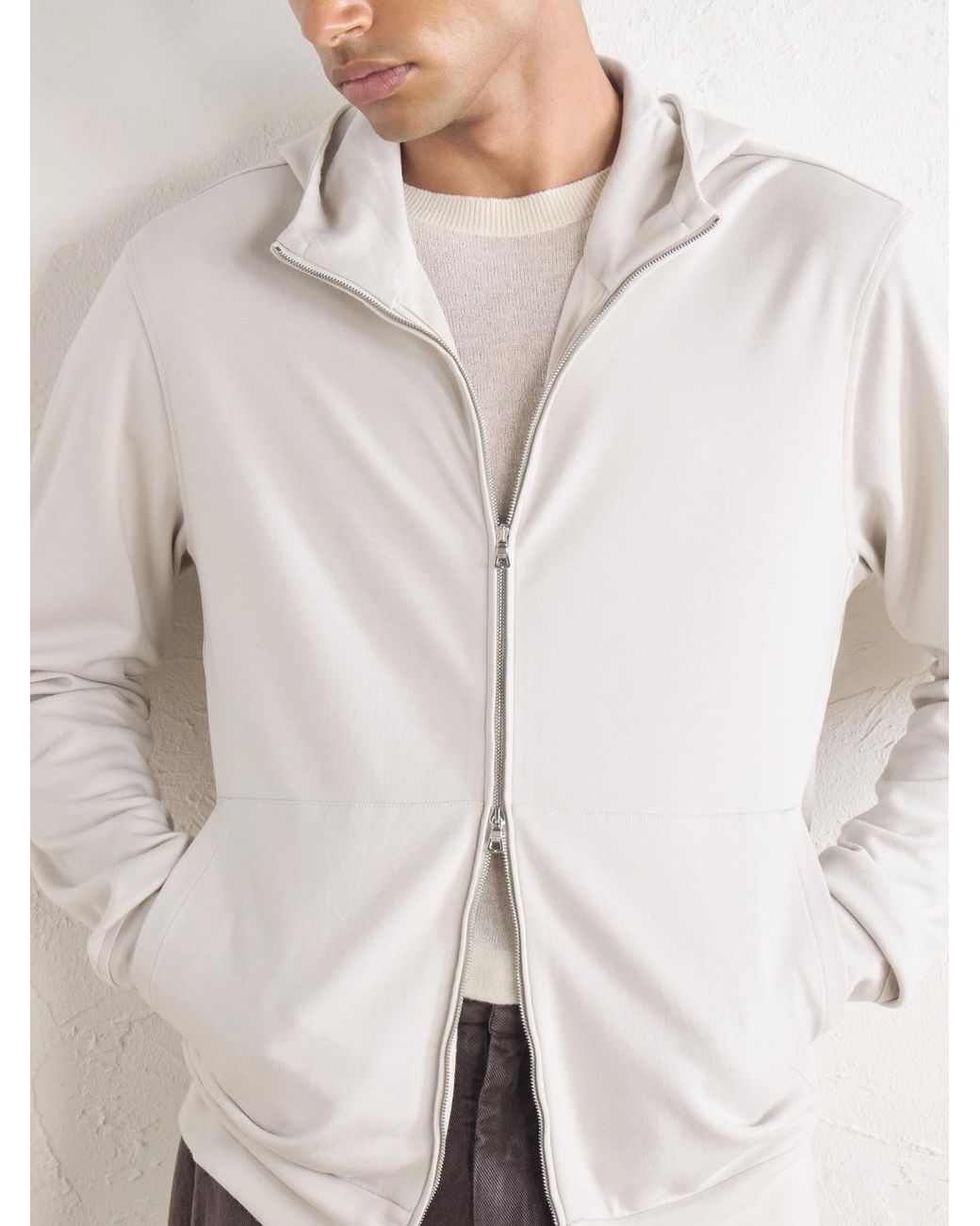 Orlebar Brown White Mathers Wool-jersey Zip-up Hoodie for men