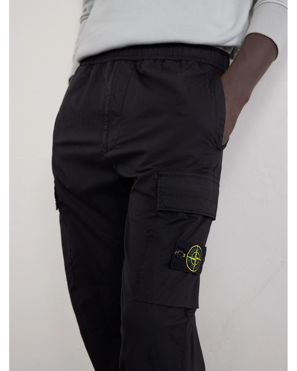 Stone Island Blue Tapered Stretch-Cotton Shell Cargo Trousers for men