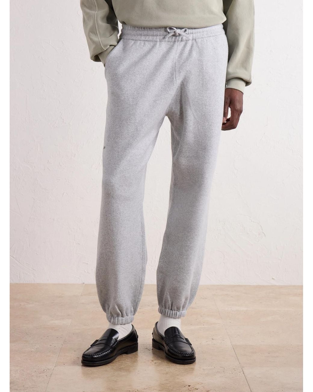 (w)taps White Tapered Logo-embroidered Cotton-blend Jersey Sweatpants for men