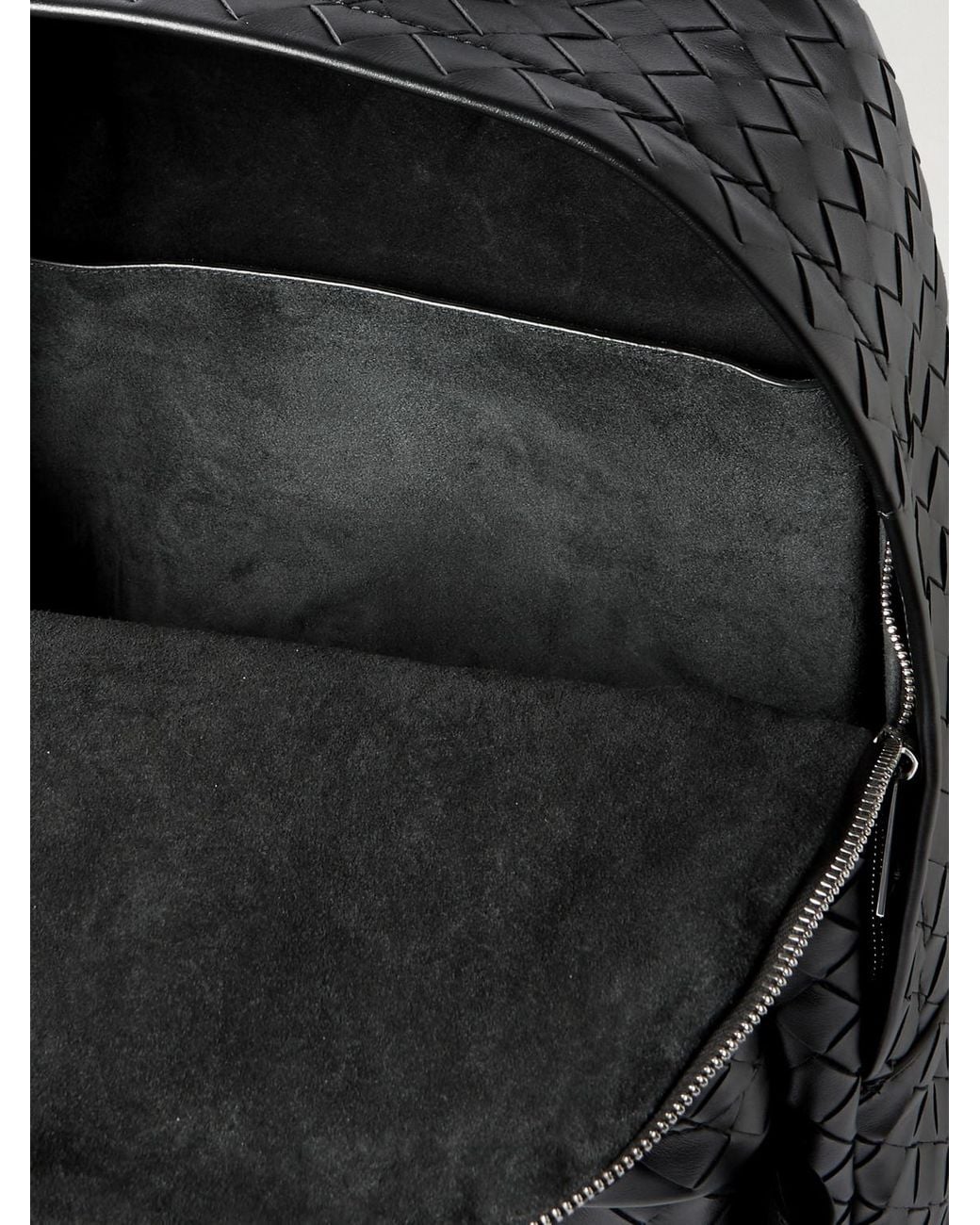 Bottega Veneta Black Avenue Intrecciato Leather Backpack for men