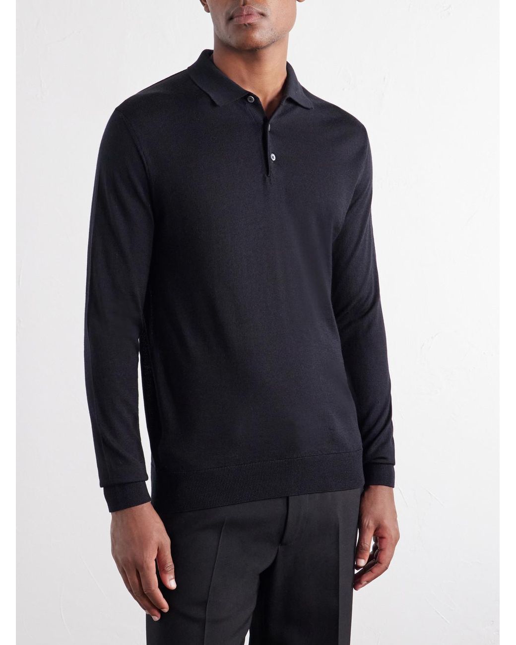 Piacenza 1733 Blue Wool And Silk-Blend Polo Sweater for men