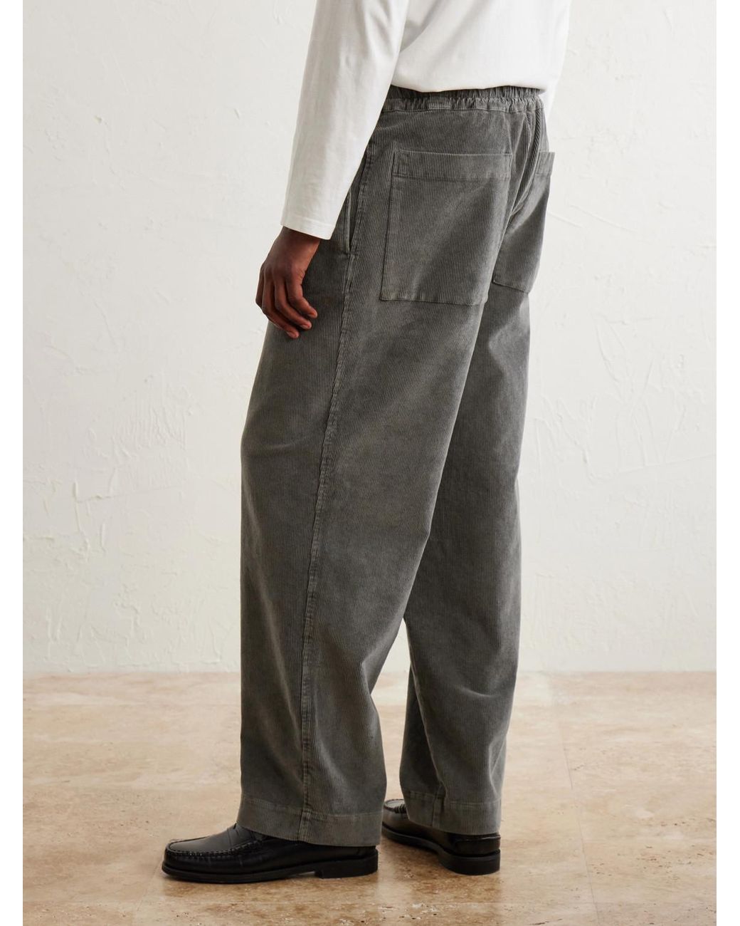 Officine Generale Gray Fernand Wide-Leg Cotton-Blend Corduroy Trousers for men