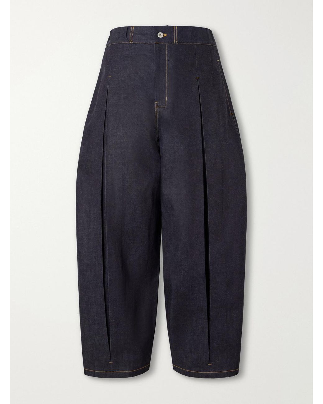 SAGE NATION Blue Barrel-Leg Pleated Jeans for men