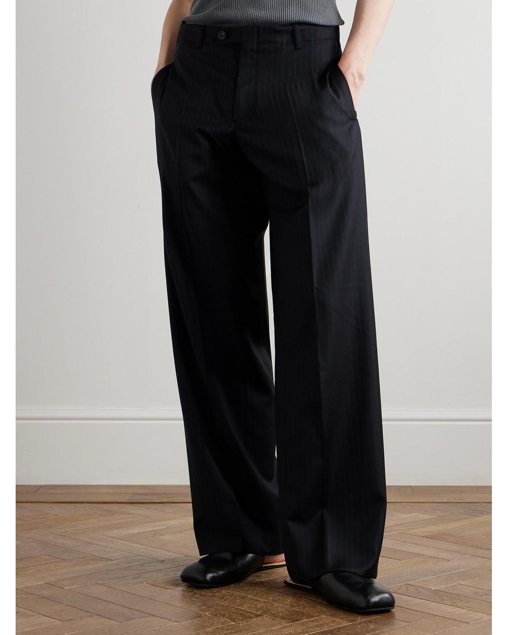 Our Legacy Emporio Armani Straight-Leg Striped Wool Trousers in