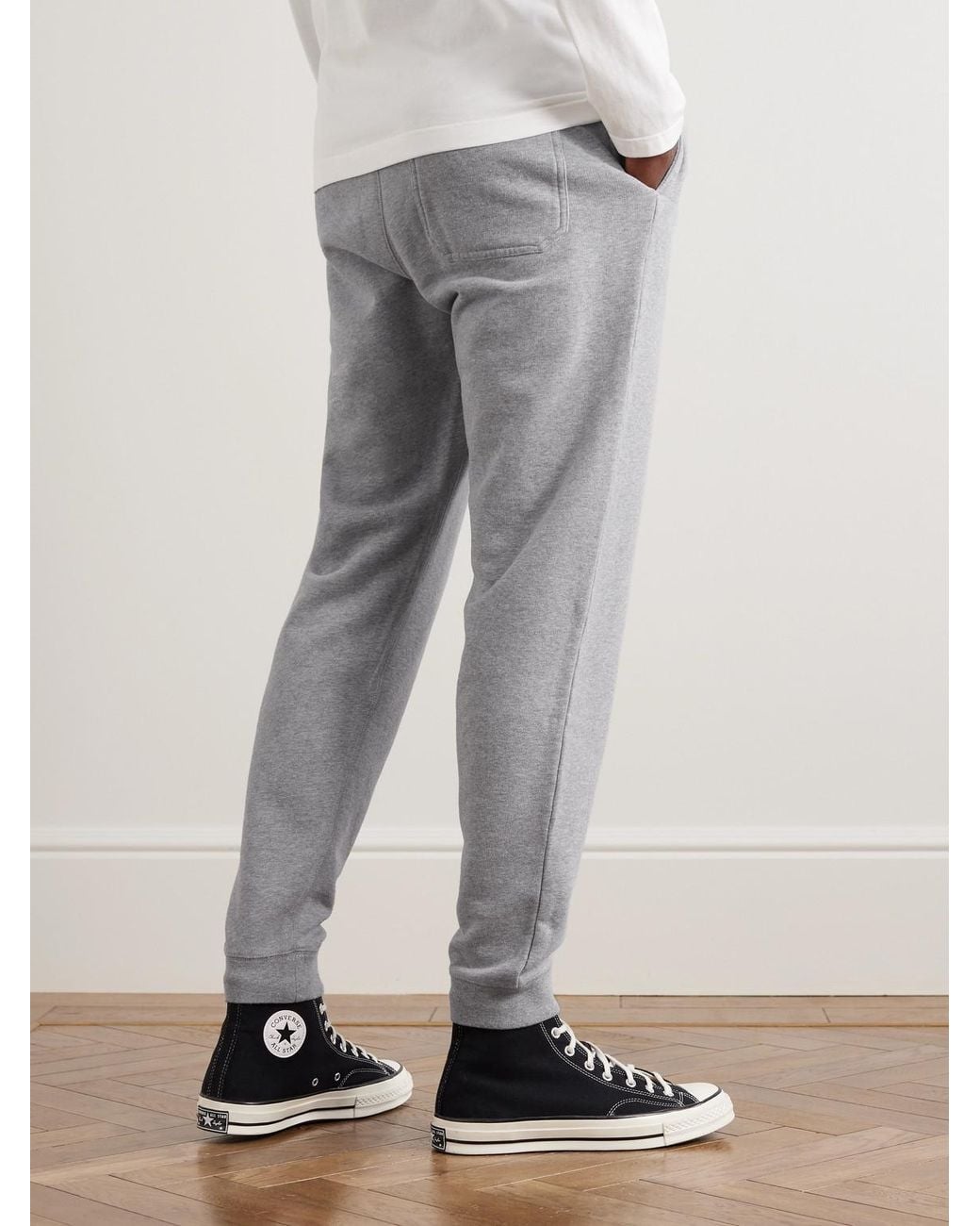 Sunspel Gray Tapered Brushed Loopback Cotton-jersey Sweatpants for men