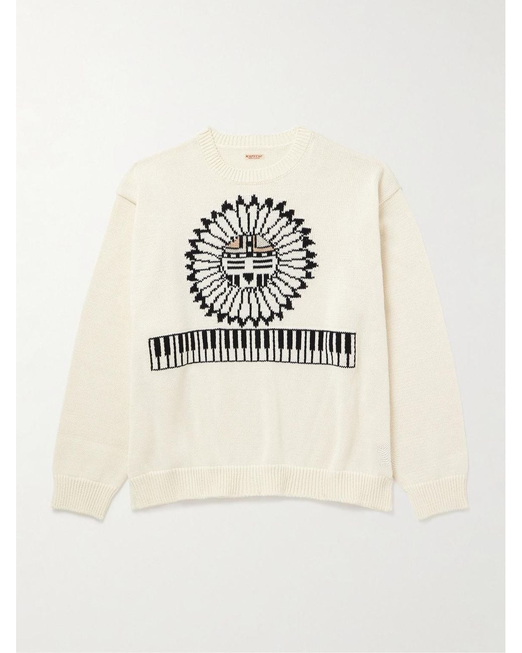 Kapital Natural Cotton-blend Jacquard Sweater for men