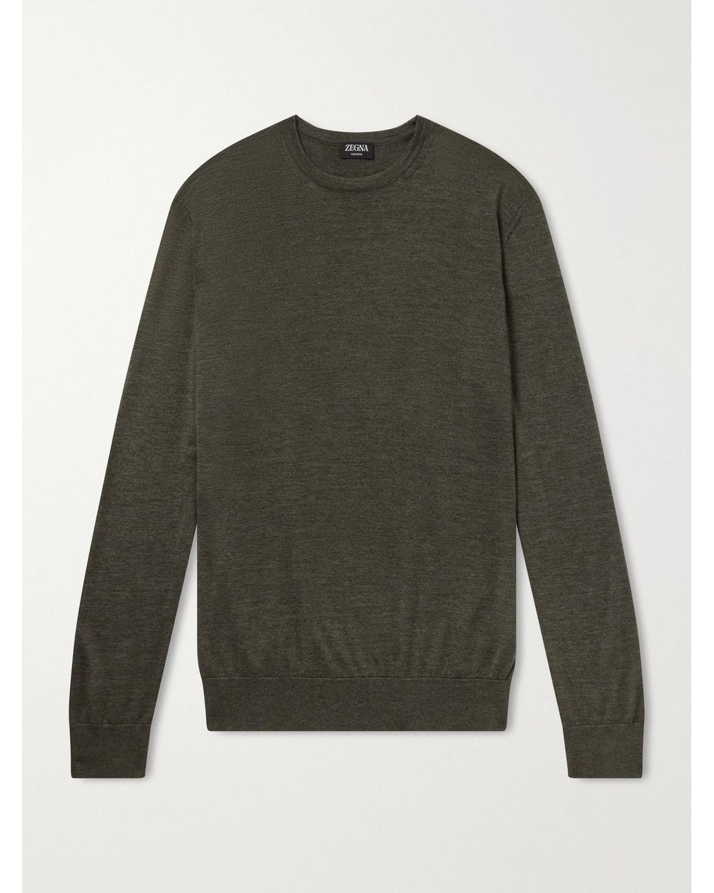 Zegna Green Cashmere And Silk-Blend Sweater for men