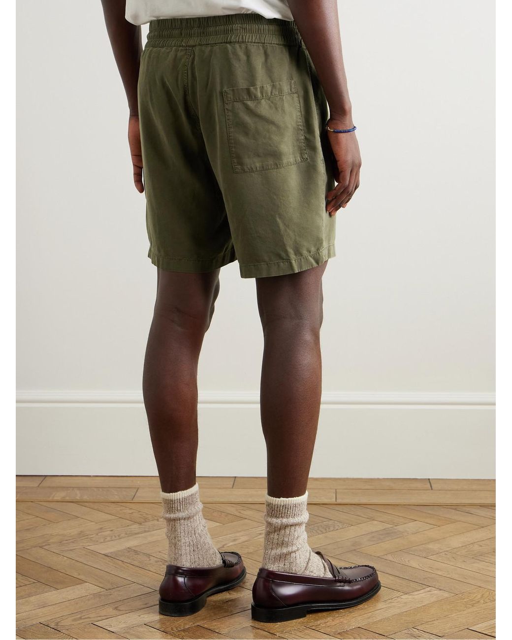 Portuguese Flannel Green Dogtown Straight-Leg Tencel Lyocell Drawstring Shorts for men