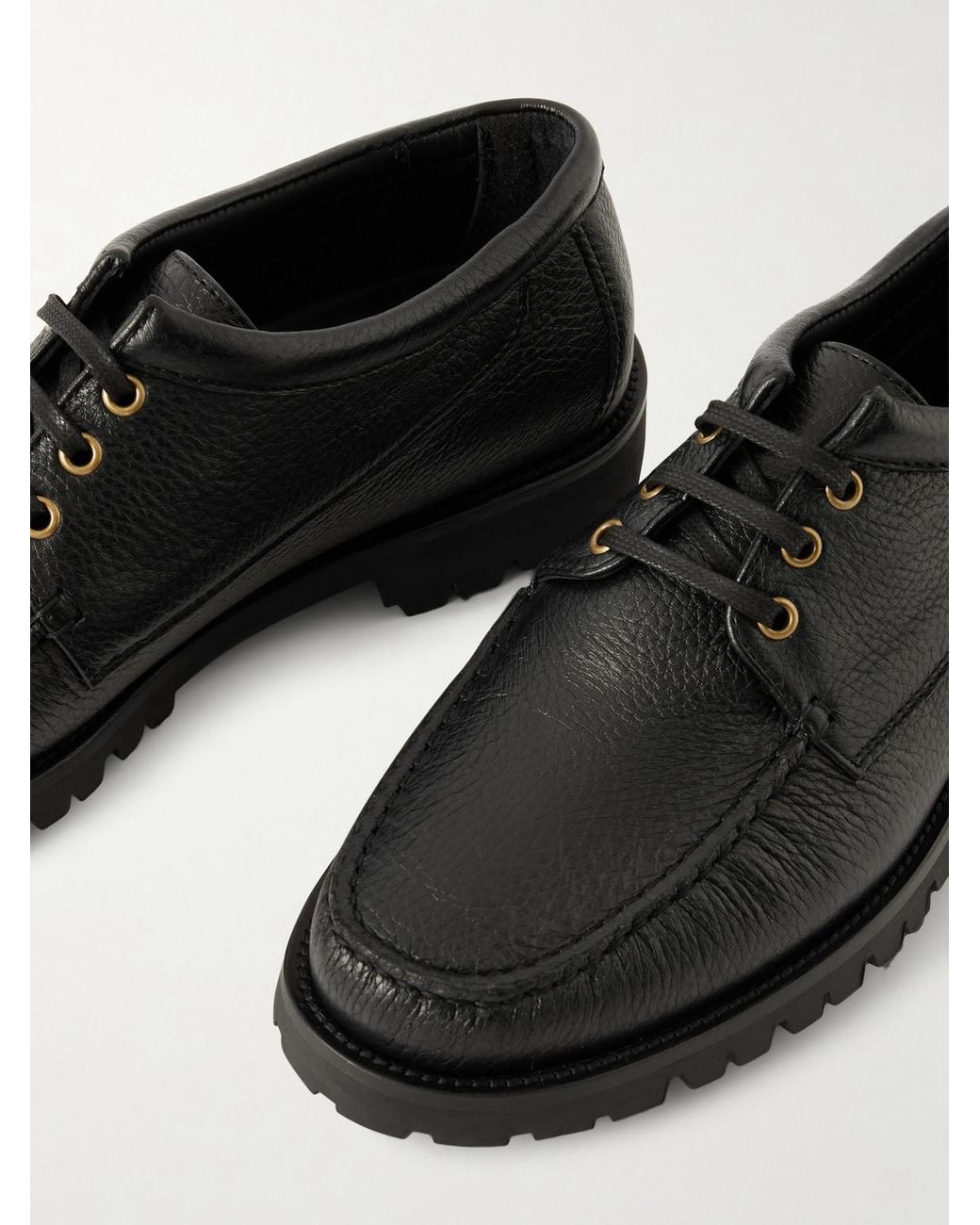 Morjas Black The Camp Moc Full-Grain Deerskin Boat Shoes for men