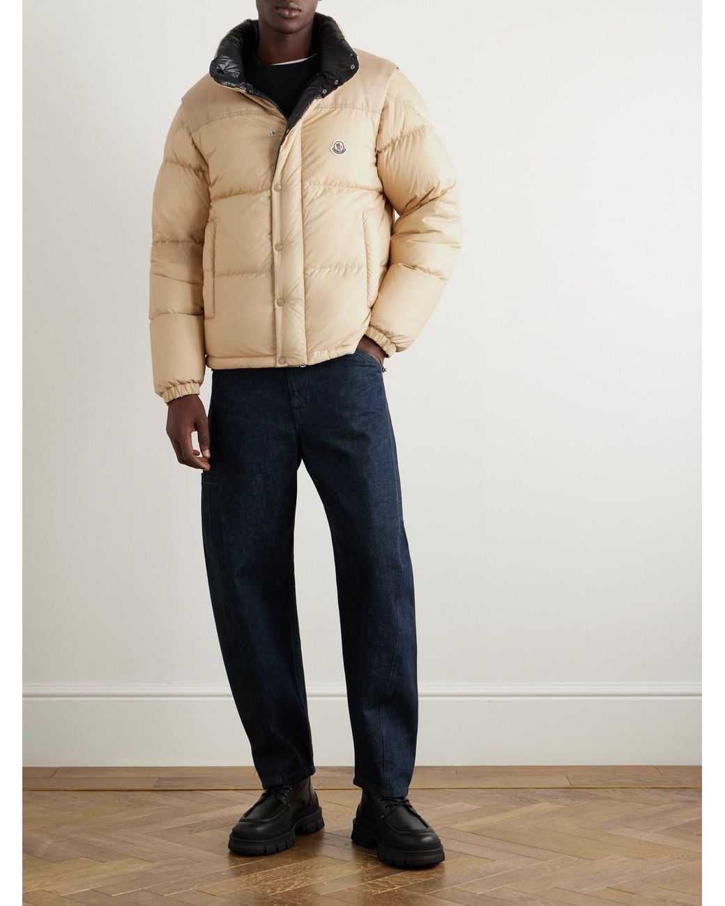 Moncler Natural Reversible Convertible Canvas-Trimmed Quilted Shell Down Jacket for men