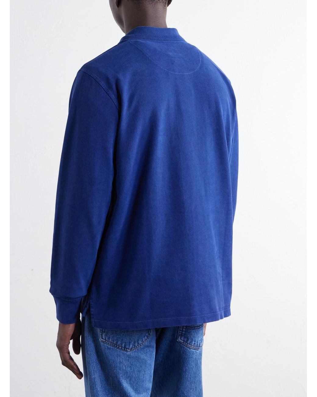 Drake's Blue Dyed Cotton-Piqué Polo Shirt for men