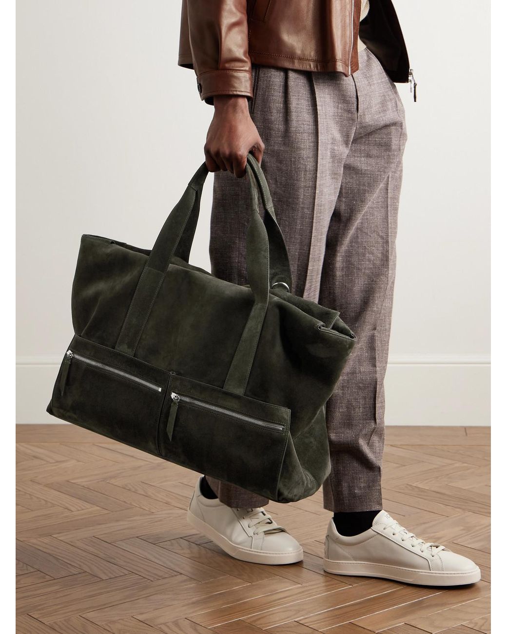 Metier Black Racer 53 Suede Weekend Bag for men