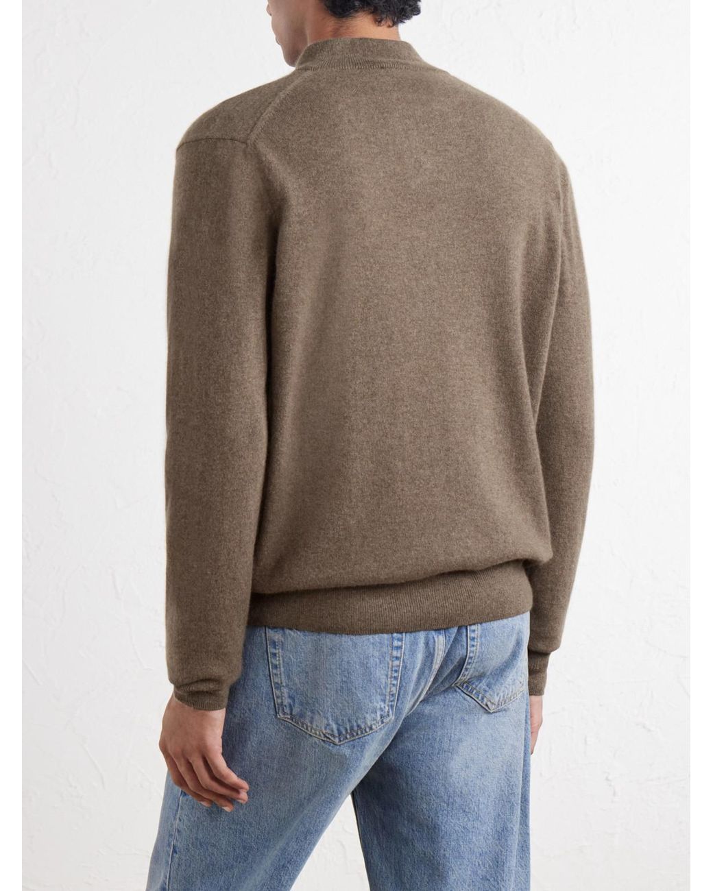 Sunspel Brown Cashmere Half-zip Sweater for men