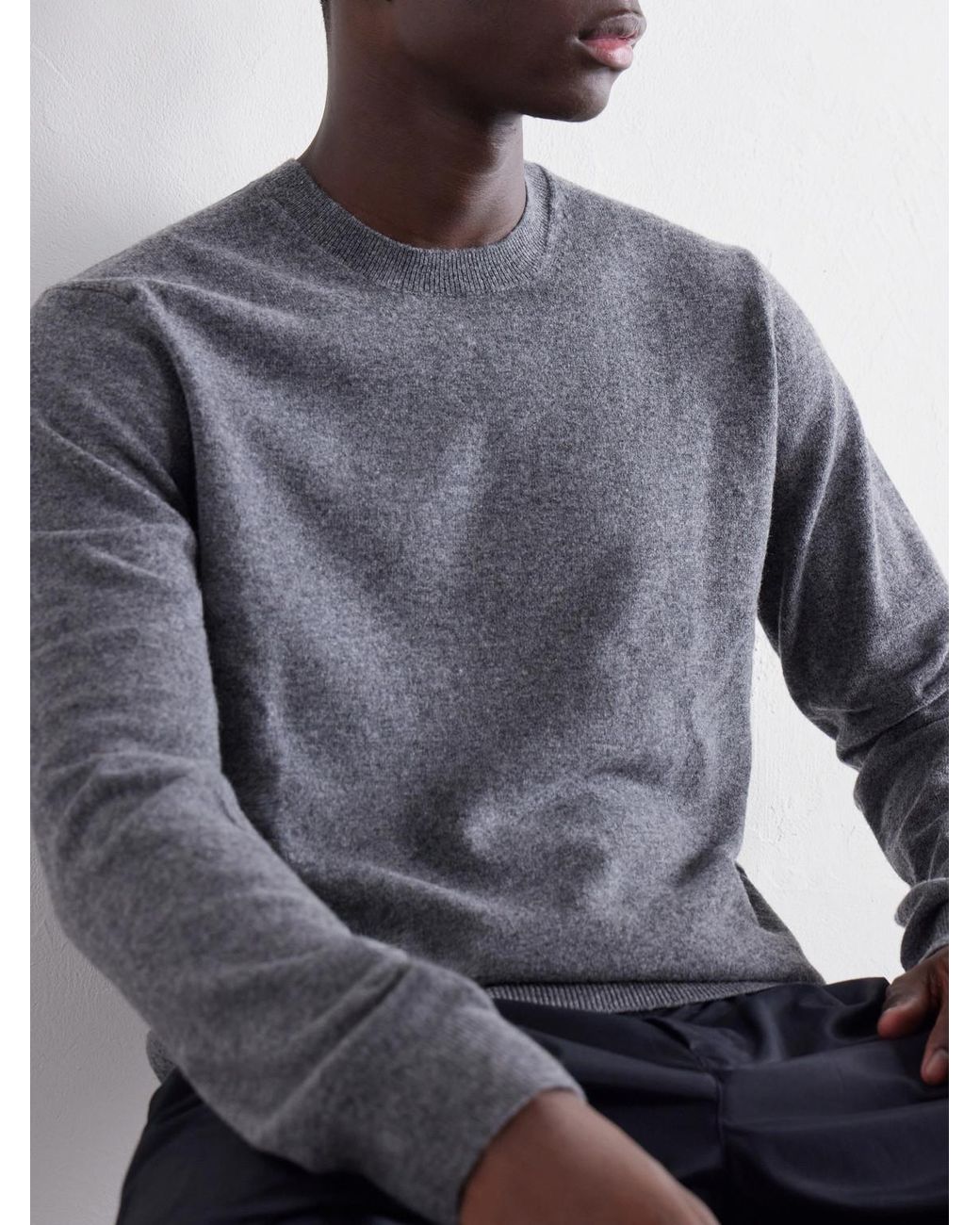 Comme des Garçons Gray Ribbed Wool Sweater for men