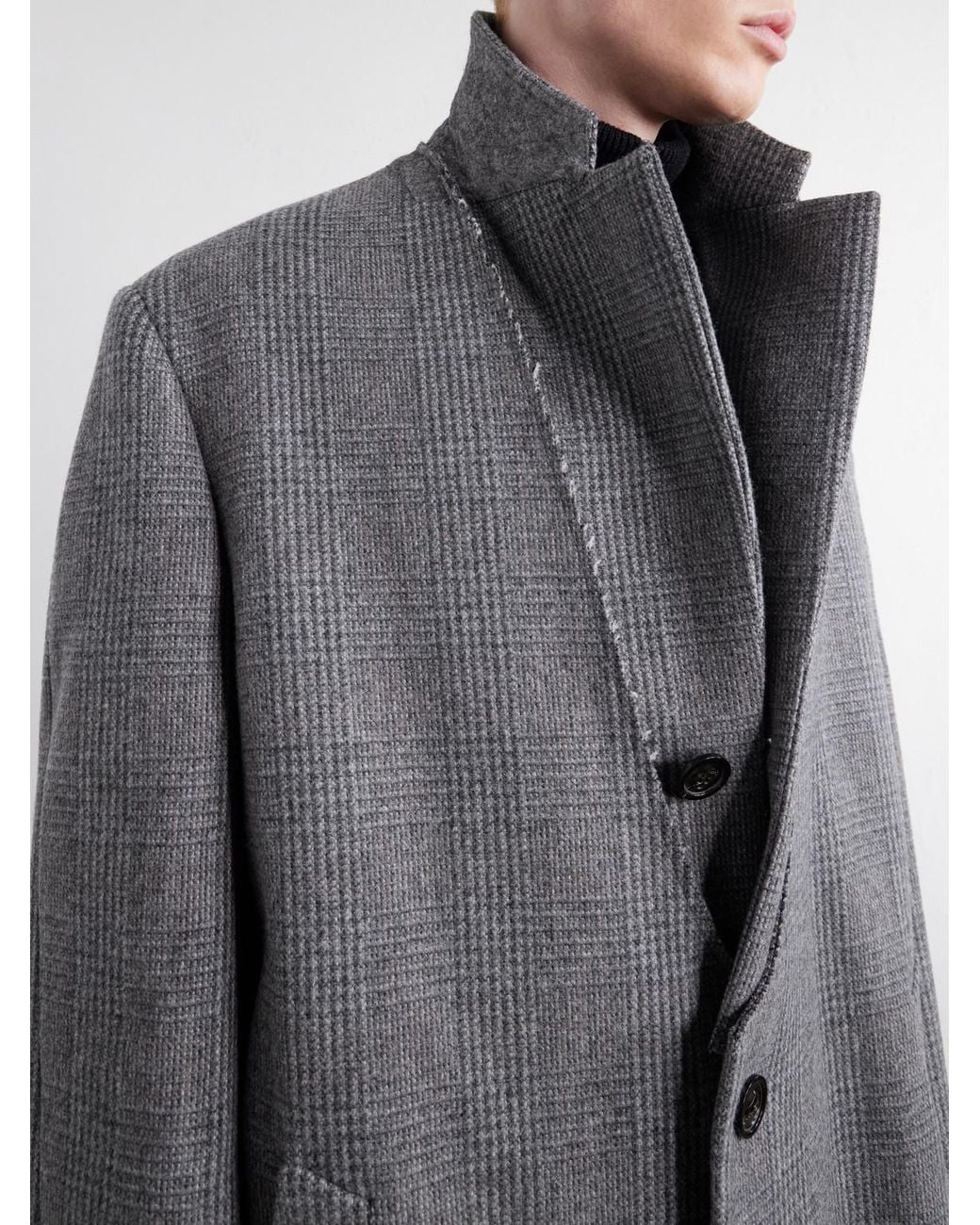 Maison Margiela Gray Double-Breasted Prince Of Wales Checked Virgin Wool Coat for men