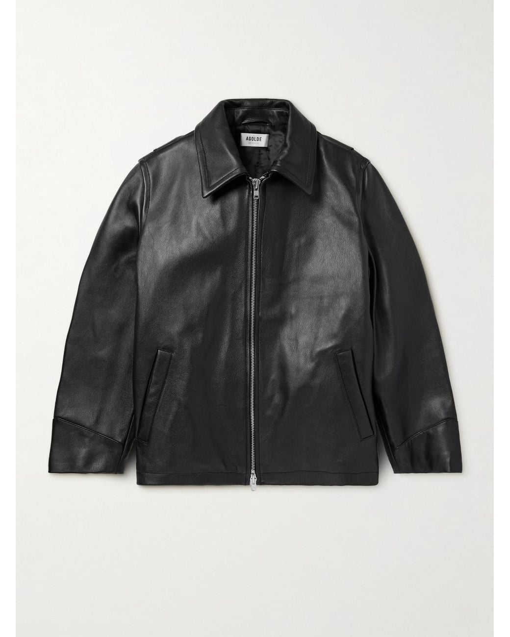 Agolde Black Chadwick Full-Grain Leather Jacket for men