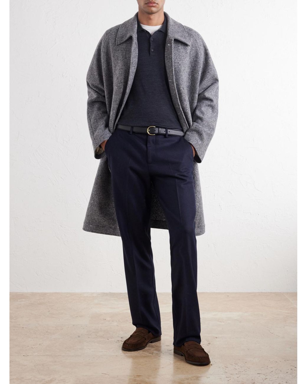 Sunspel Blue Straight-Leg Wool Trousers for men