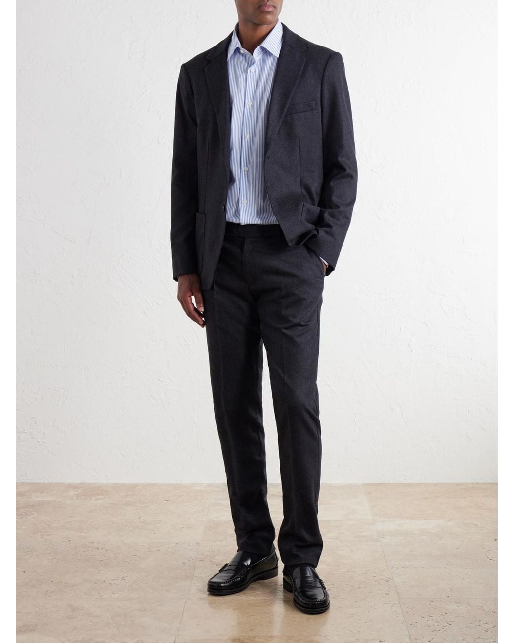Sunspel Blue Wool And Cashmere-Blend Flannel Suit Jacket for men