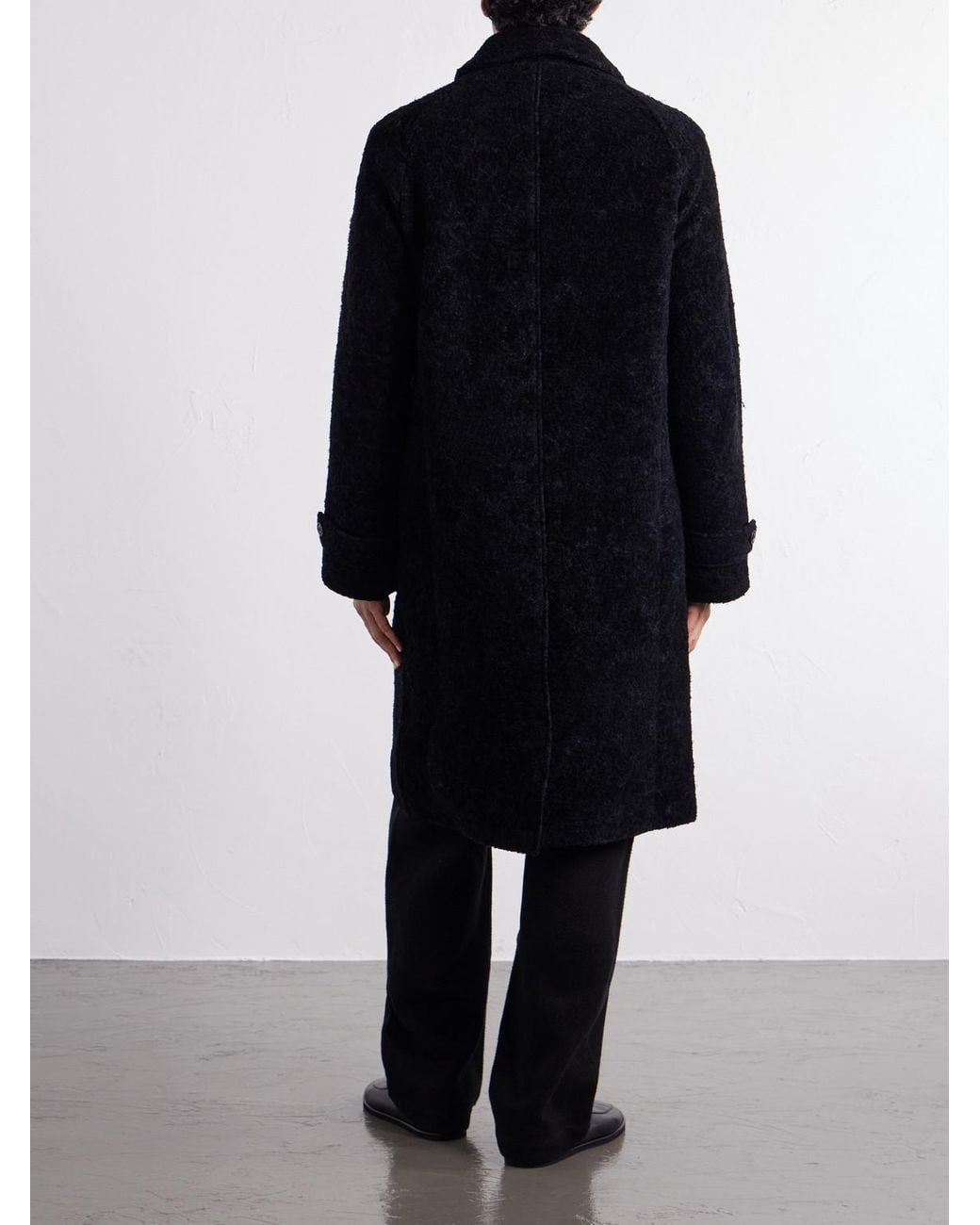 Blue Blue Japan Blue Balmacaan Flocked Wool-Blend Loop-Yarn Coat for men