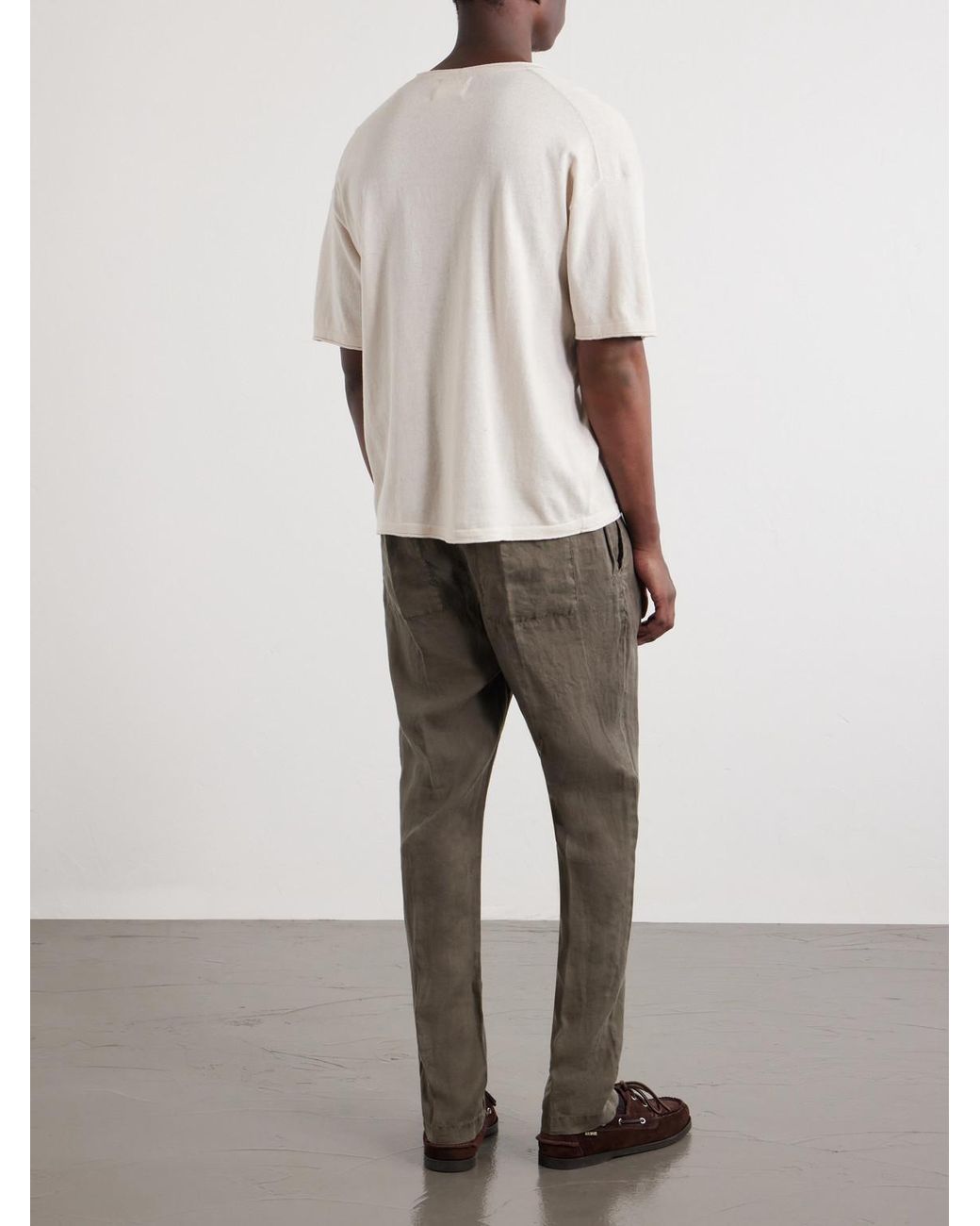 NN07 White Ryan Knitted Cotton And Linen-Blend T-Shirt for men