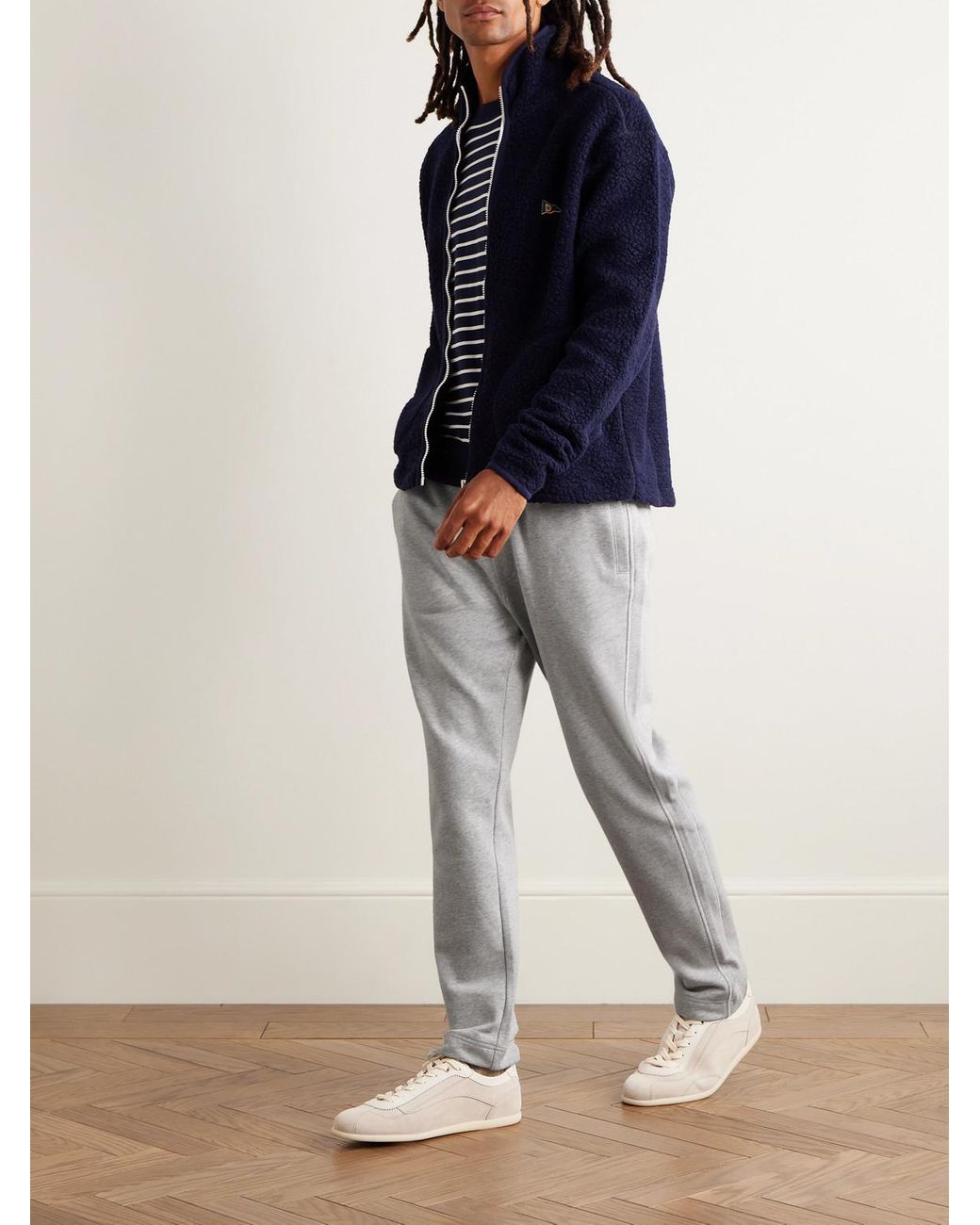 Mr P. Gray Slim-Fit Organic Cotton-Jersey Sweatpants for men