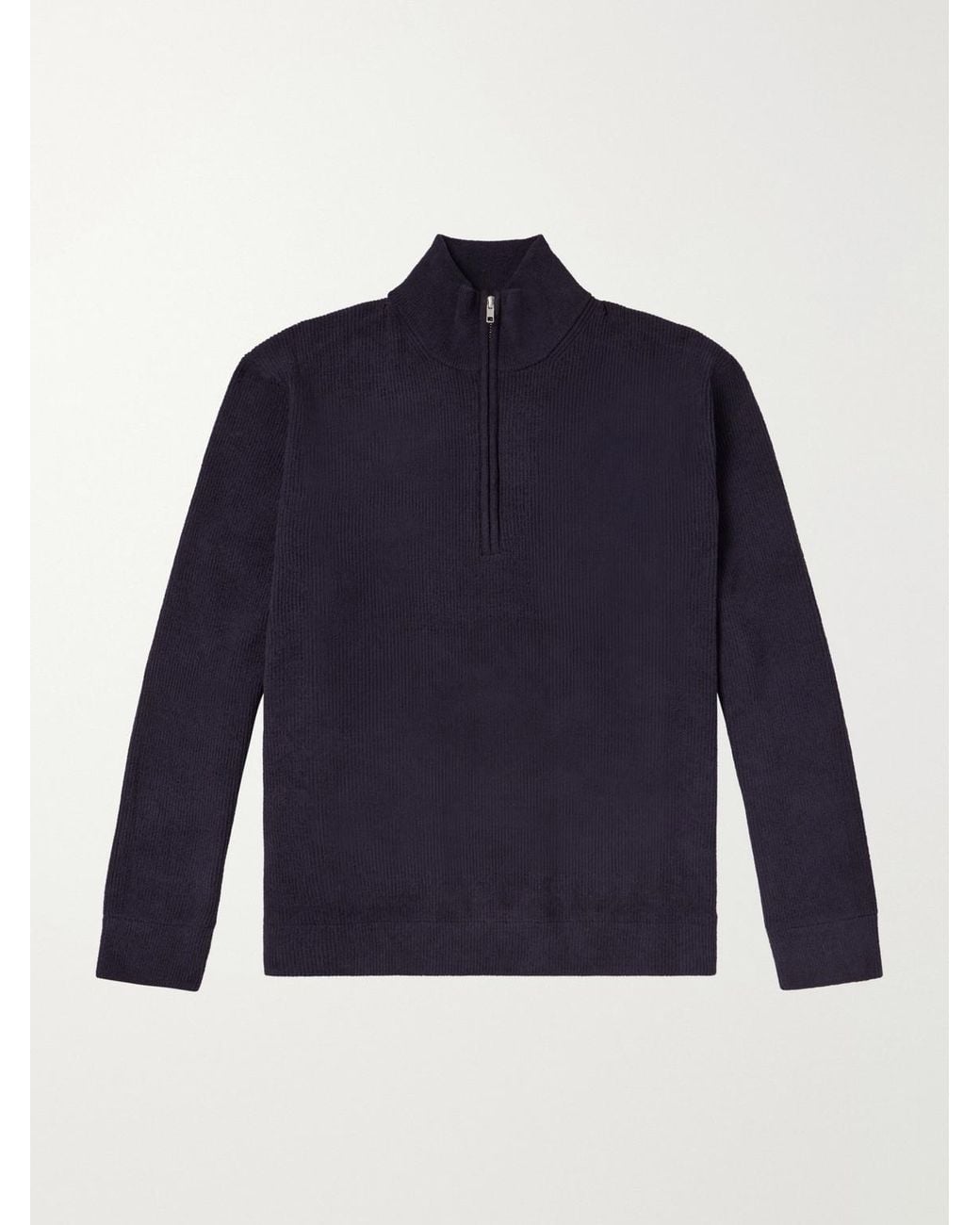 NN07 Blue Danny 6429 Ribbed Chenille Half-Zip Sweater for men