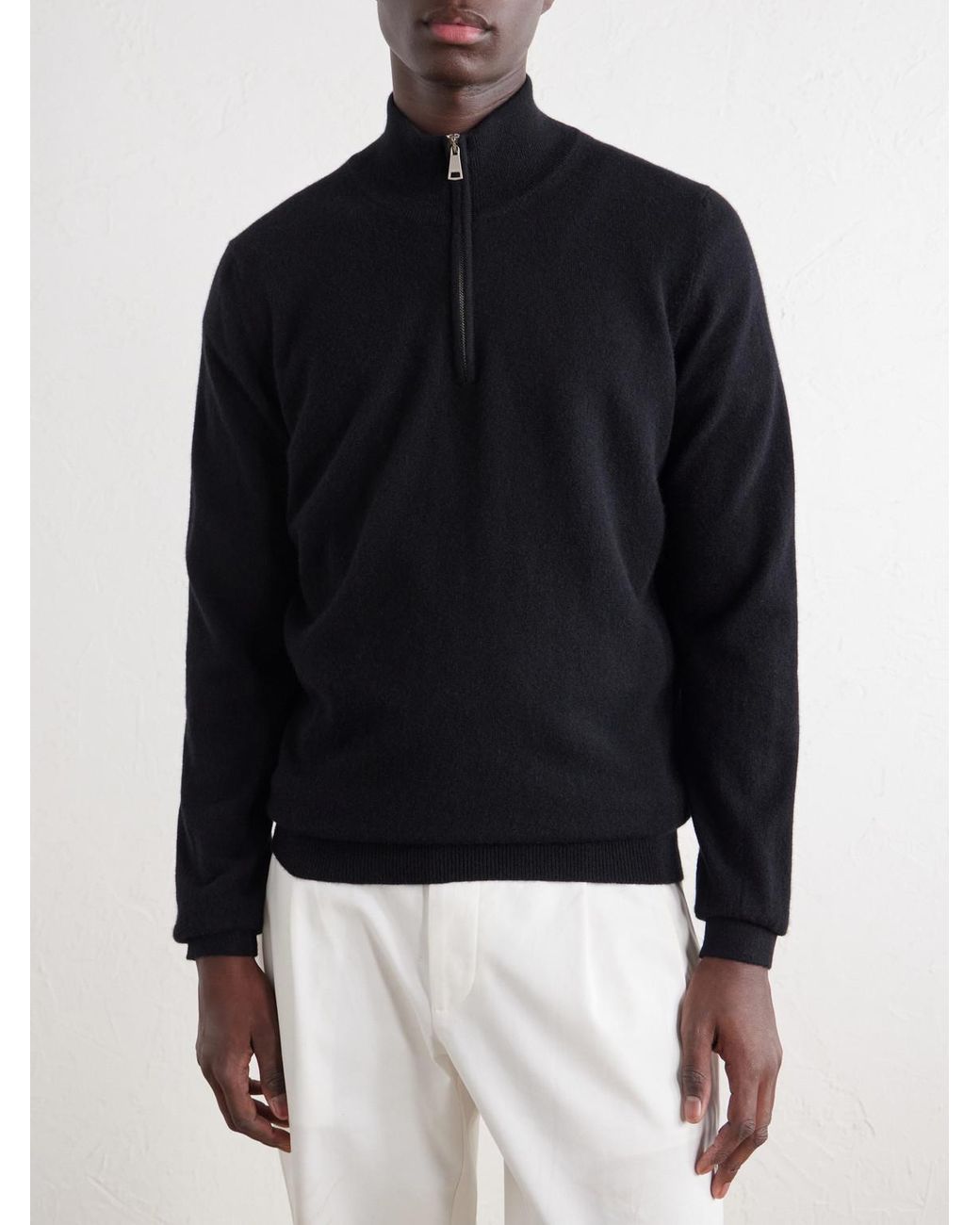 Ghiaia Blue Cashmere Half-Zip Sweater for men