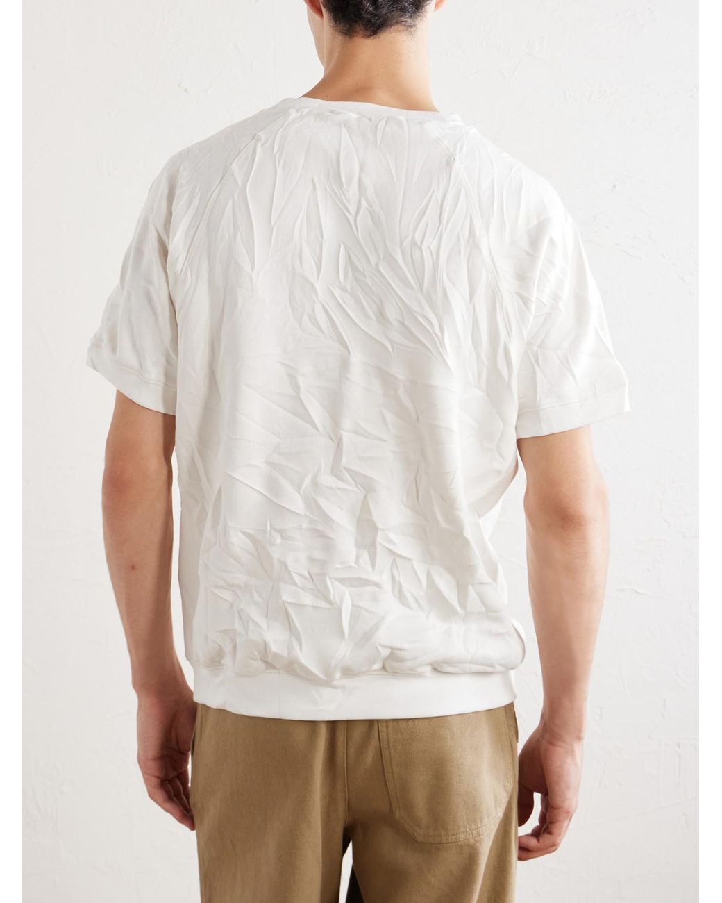 Acne White Fansas Logo-print Crinkled-jersey T-shirt for men
