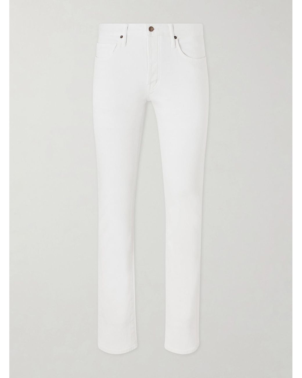 Tom Ford White Slim-fit Straight-leg Cotton-blend Corduroy Trousers for men