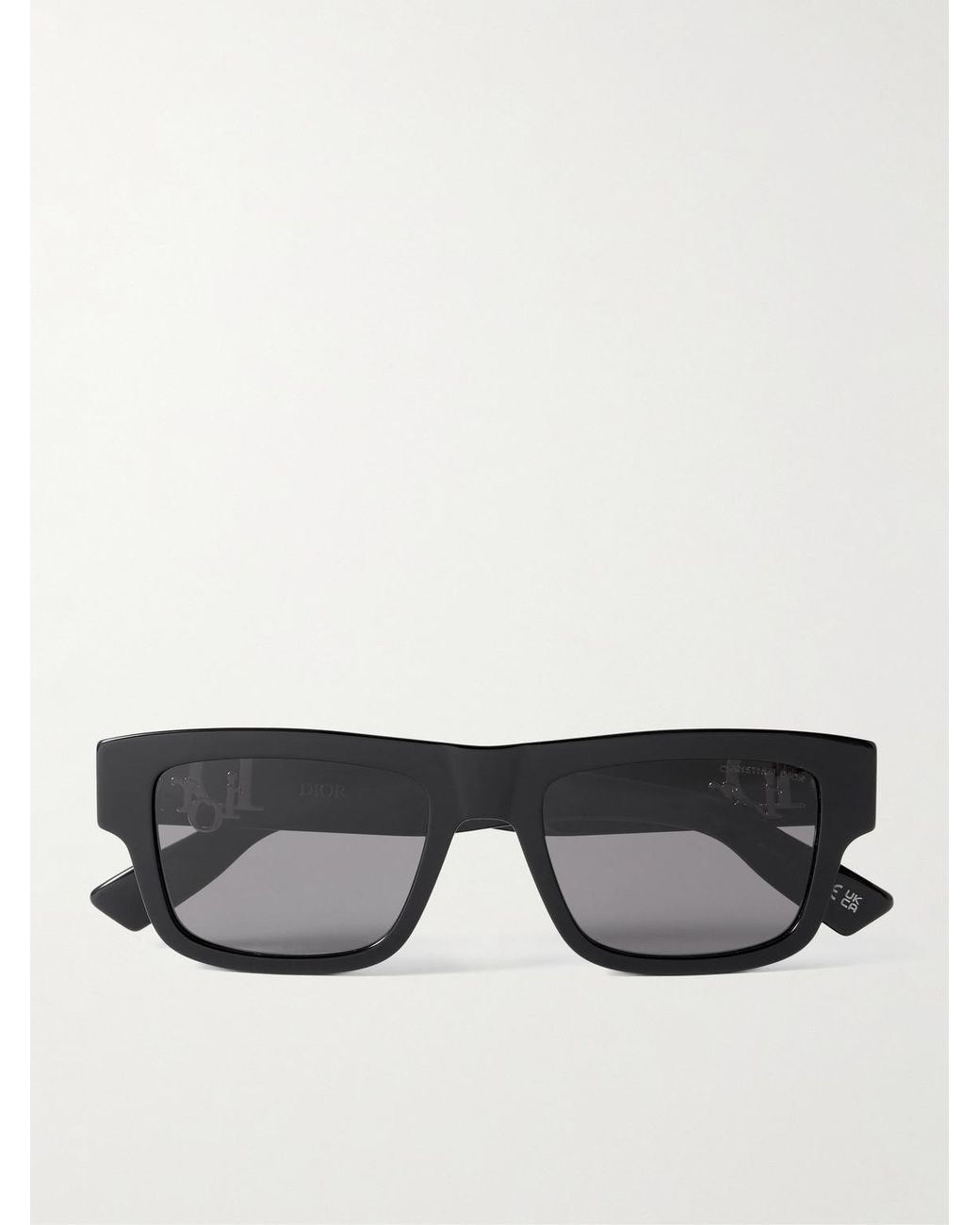 Dior Oblique S3I Rectangular-Frame Acetate Sunglasses di Dior in Black da Uomo