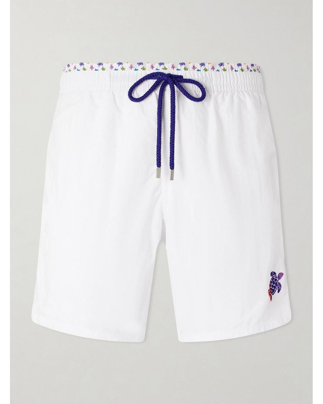 Vilebrequin White Moka Straight-Leg Mid-Length Econyl Swim Shorts for men
