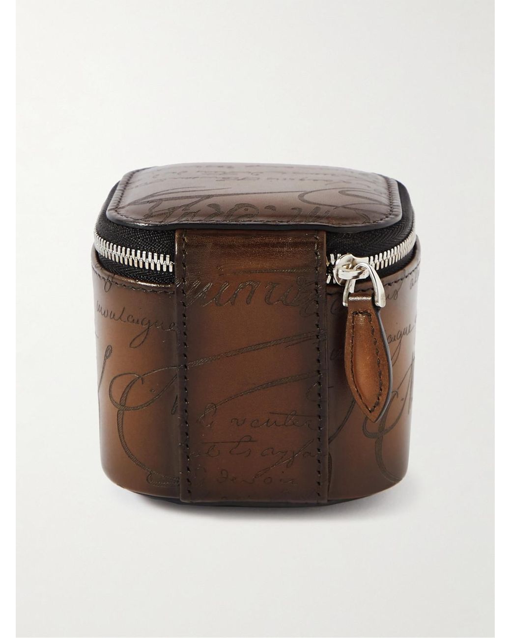 Berluti Brown Scritto Leather Watch Case for men